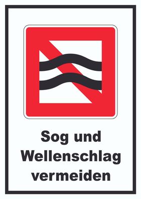 Sog und Wellenschlag vermeiden Symbol und Text