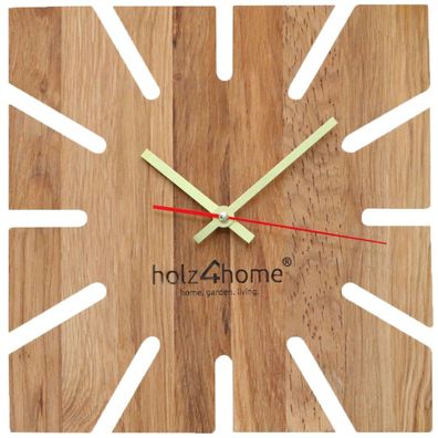 Holz4Home Wanduhr Sunshine Quadratisch Eiche massiv