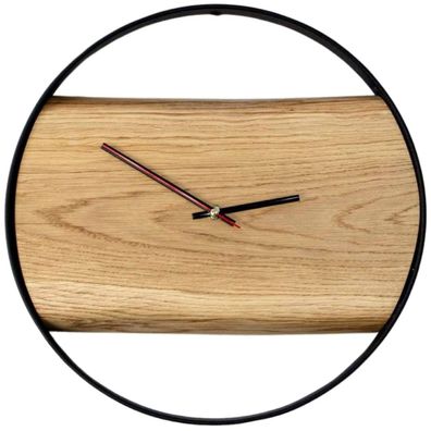 Holz4Home Wanduhr Polished Rund Eiche mit Stahlrahmen