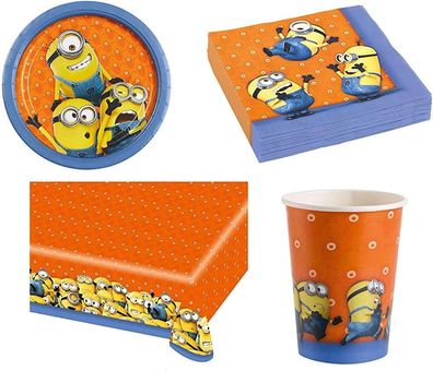 Minions Party Set Kindergeburtstag Teller Becher Despicable 37-teilig