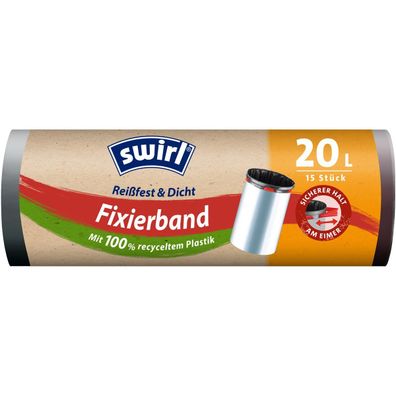 swirl® 4695 swirl® Müllbeutel Fixierband-Müllbeutel 20,0 l 15 St