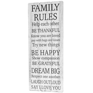 Wandschild Family Rules, Holzschild Dekoschild, Shabby-Look Vintage