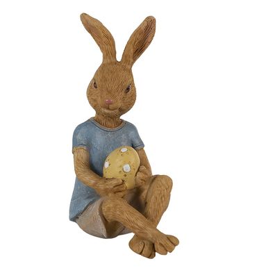 Clayre & Eef Figur Kaninchen 10x6x12 cm Braun Blau Polyresin (Gr. 10x6x12 cm)