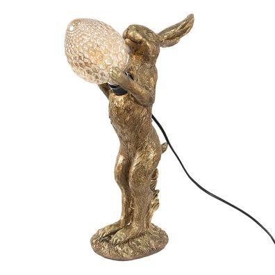 Clayre & Eef Tischlampe Kaninchen 12x24x41 cm Goldfarbig Kunststoff