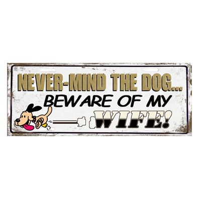 Clayre & Eef Textschild 50x20 cm Weiß Braun Eisen (Gr. 50x1x20 cm)