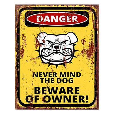 Clayre & Eef Textschild 20x25 cm Gelb Eisen Hund (Gr. 20x1x25 cm)