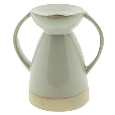 Clayre & Eef Kerzenständer 13 cm Beige Porzellan (Gr. 12x8x13 cm)