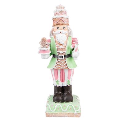 Clayre & Eef Figur Nussknacker 24 cm Grün Rosa Polyresin (Gr. 9x6x24 cm)