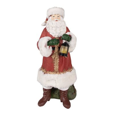 Clayre & Eef Figur Weihnachtsmann 21x18x45 cm Rot Polyresin (Gr. 21x18x45 cm)