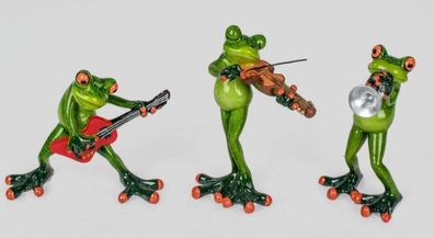 717115 Frosch Trio Musiker Bank hellgrün 14cm aus Kunststein & witzige Details