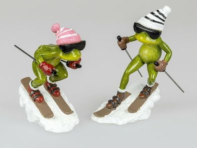 717214 Frosch als Skifahrer 17cm Figur aus Kunststein gefertigt Stückpreis