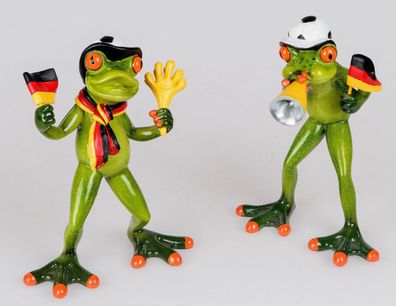 717108 Frosch Fussball Fan hellgrün 17cm aus Kunststein mit witzigen Details