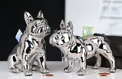 36901 Sparschwein Spardose Bulli Silber Keramik 2fach sortiert Stückpreis 15724