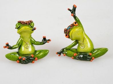 717542 Yoga-Frosch 8cm 2sort. Kunststein mit glänzend handbemalt Stückpreis