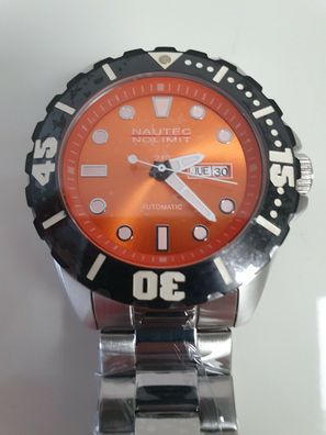 Nautec No Limit Herren Taucheruhr Subnautia Edelstahl SBNTA-AUT-ST-ST-OR Orange