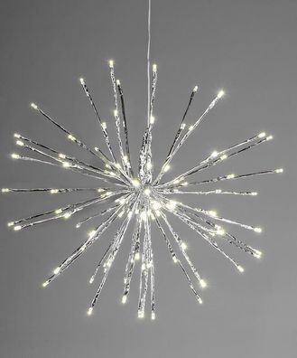 633736 Formano Lampe Kugel Silber 40cm mit 120 warm weißen LEDs