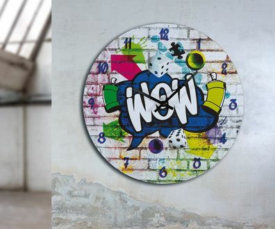 44387 Gilde Wanduhr Street Art "Wow" mehrfarbig benötigte Batterie: 1x AA