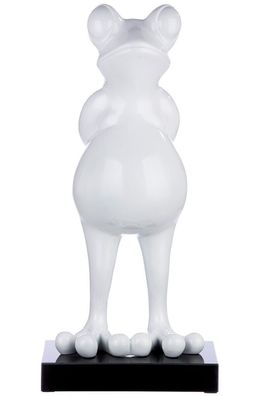 52420 Skulptur "Frog" Weiss, Sockel aus Marmor Größe 30 x 32 x 68 cm Frosch