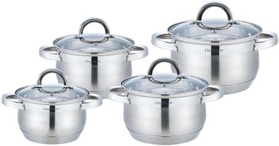 8 tlg Edelstahl Kochgeschirr Induktion Kochtopf Topfset Deckel Topf 16/18/20/24cm
