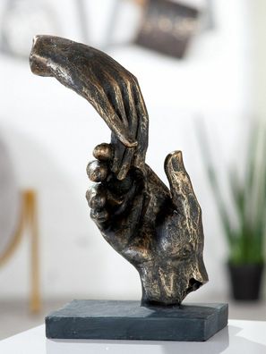 89384 Poly Skulptur Sculpture Two Hands Zwei Hände Antik Bronzefarben