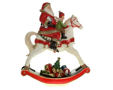 535175 Poly-Santa auf Schaukelpferd bunt 29 x 11 x 34cm Nikolaus Santa Claus