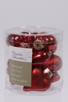 12 Christbaum Mini Glasherzen Christbaumschmuck Rot Weihnachtskugel 010184