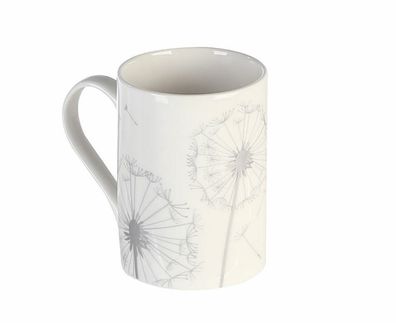 56050 Tasse Pusteblume Porzellan weiß mit Pusteblumendruck grau Füllmenge 320 ml