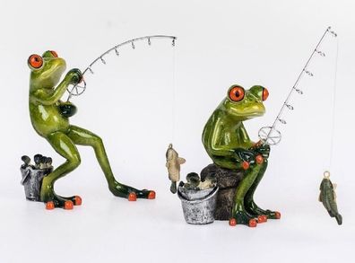 717177 Frosch hellgrün als Angler 15cm kunsthandwerklicher Artikel Stückpreis