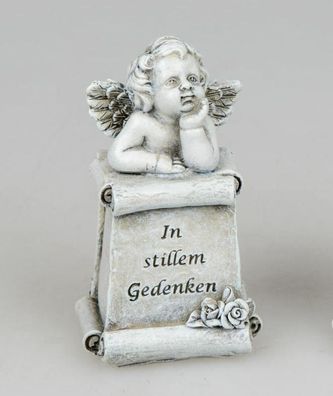 757449 Engelbüste auf Stein 11cm zeitlose Grab Deko aus Kunststein Trauer (Gr. 10cm)