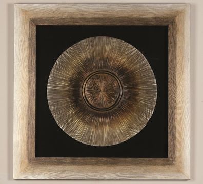 51028 Bild Radiation antik Silber Holz schwarzer Hintergrund Glas 80 x 80cm