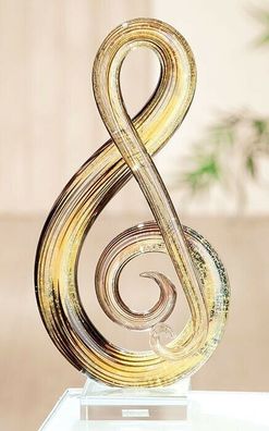 39465 GlasArt Skulptur "Musicale" amber/braun/schwarz, auf Sockel durchgefärbt