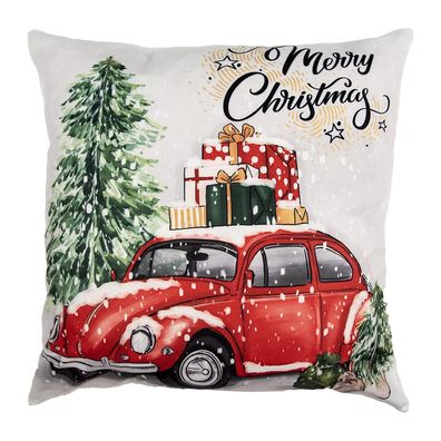Clayre & Eef Kissenbezug 45x45 cm Beige Polyester Weihnachtsbaum (Gr. 45x45 cm)