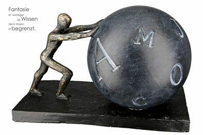 37351 Skulptur Buchstabenball Pushing Figur antik bronzefarben/ball anthrazit