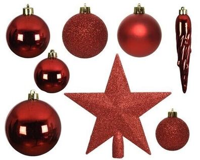 33 x Christbaumschmuck 8cm Kugeln Glanz matt Glitter Mix 023373 Ochsenblut