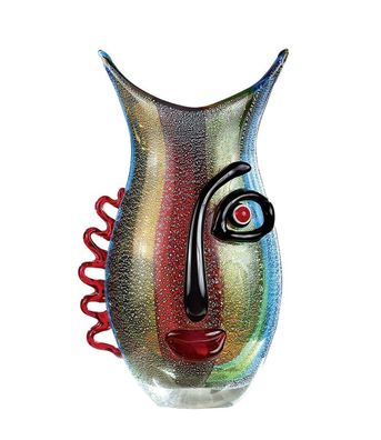 39586 Glasart Gesichtsvase Vista gestreift Glas mehrfarbig Höhe 33,5 x 12 x 21cm