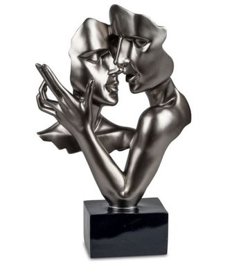 716262 Deko-Büste auf schwarzem glänzendem Sockel 38cm Kunststein Metallic Optik