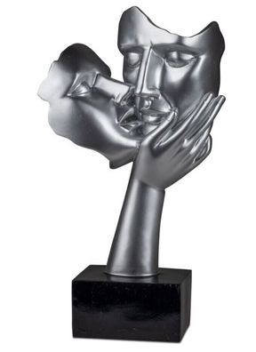 716354 Deko-Büste auf schwarzem glänzendem Sockel 39cm Kunststein Metallic Optik