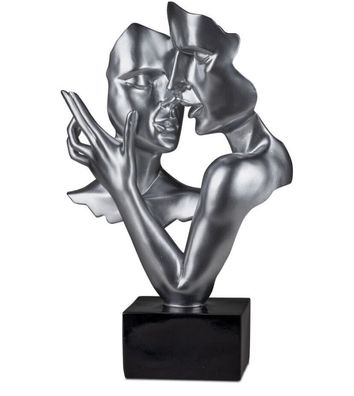 716361 Deko-Büste auf schwarzem glänzendem Sockel 38cm Kunststein Metallic Optik