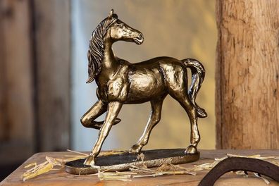36906 Skulptur, Pferd, Kunstharz, bronzefarben 25 x 24 x 11cm (Gr. Mittel)