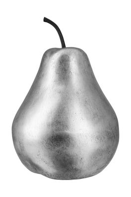 52463 Dekoobjekt Birne Fiberglas Magnesia Silber Höhe 41cm Durchmesser 30cm