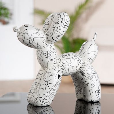37960 Figur, Hund, "Modern Art", Ballonhund, Einliniendesign, Kunstharz, weiß