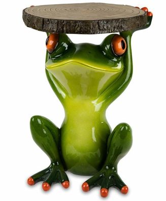 717887 Deko-Tisch Frosch 43x50cm Kunststein glänzender handbemalter Oberfläche