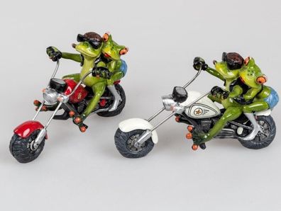 717283 Frosch auf Motorrad Chopper 22cm aus Kunststein gefertigt Stückpreis