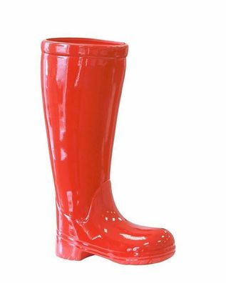 86764 Schirmständer Stiefel aus Keramik rot mit Kunststoff-Topf innen 16239