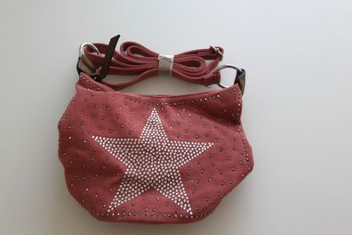 Umhängetasche Canvas m Kristallen Stern Light Rot vom Hof BA G6355-70 Handtasche
