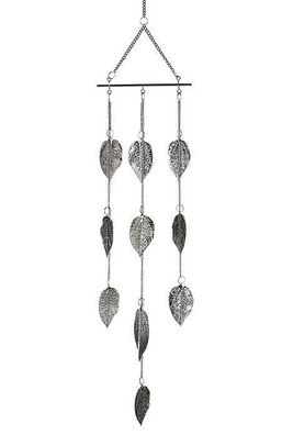 74765 Windspiel Leaf Hänger aus Metall vernickelt 3 Stränge 10 Blätter L. .85cm