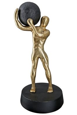 60189 Skulptur Aluminium Skulptur Strong Gold auf schwarzem Sockel