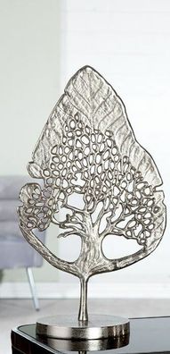 48046 Skulptur Tree silberfarben Antikfinish auf runder Basis (Gr. Groß)