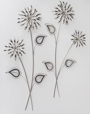 1 Paar 670618 Wanddeko 70cm Blumenzweig Silber aus glänzendem Metall (Gr. Mittel)