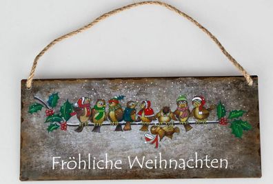 528445 Wandbild 30 x 13cm Wintervögel aus Metall gefertigt